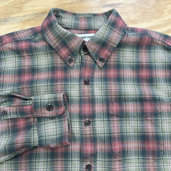 Lands' End Other - Lands End Mens Plaid Flannel Shirt Traditional Fit Size Medium Green Outdoor